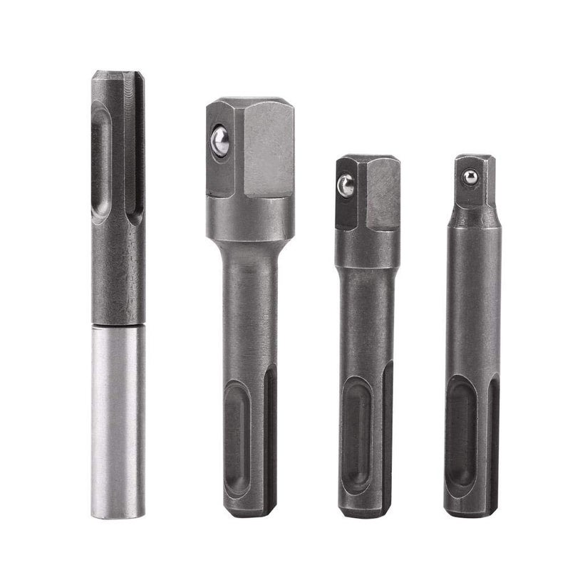 Tangxi مجموعة محولات قابس SDS Plus 4 قطع 1/4" 3/8" 1/2" ، محول قابس سداسي 1/4" ، موصل تمديد رأس مثقاب عالمي | محول قابس سداسي لمفك صمولة ، بت تمديد طاقة - Image 4